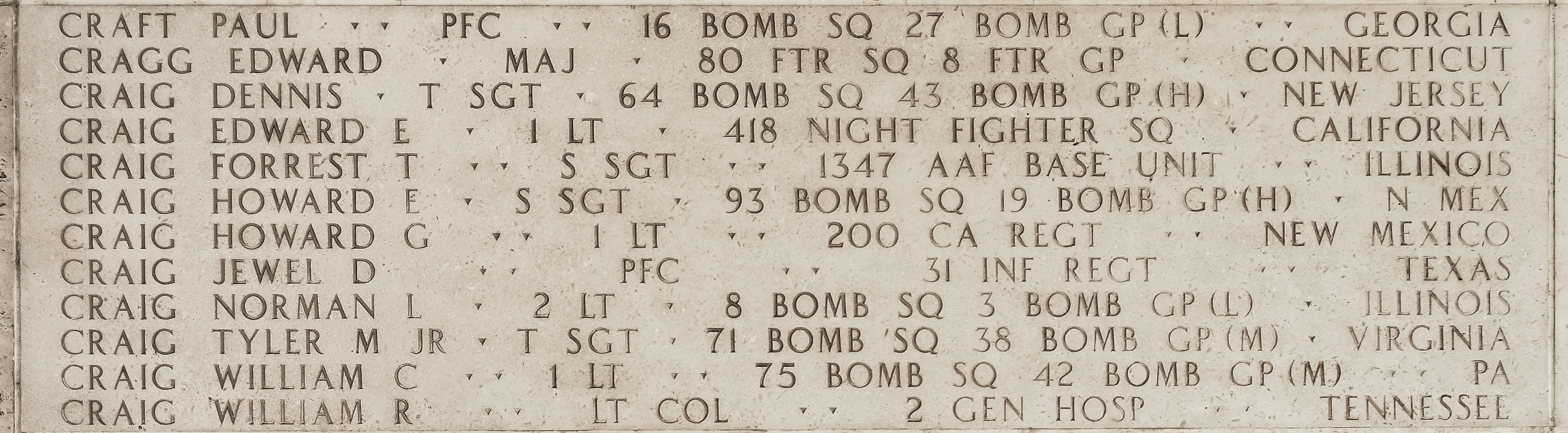 Norman L. Craig, Second Lieutenant